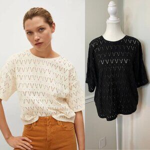 NWT Mango Francis Eyelet Keyhole Blouse XL